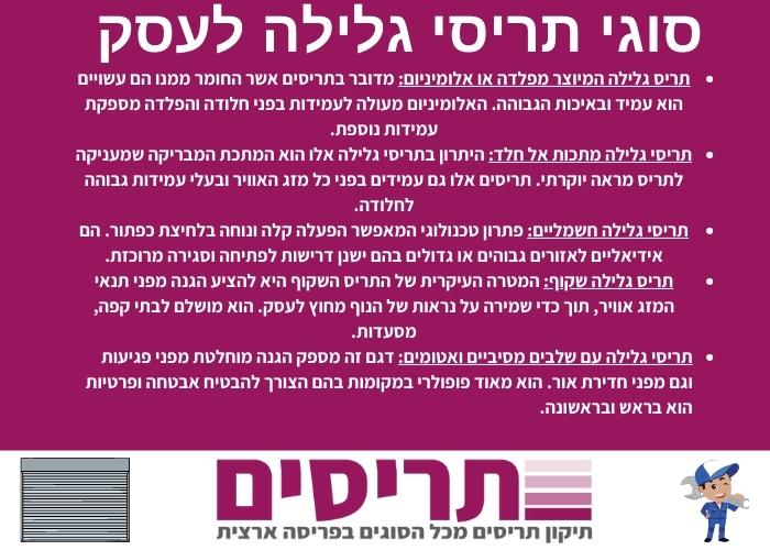 סוגי תריסי גלילה לעסק Trisim