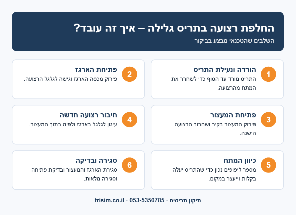 שלבי החלפת רצועה בתריס גלילה
